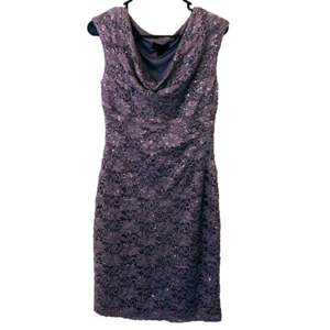 CONNECTED APPAREL Lavender Floral Sequin Dress